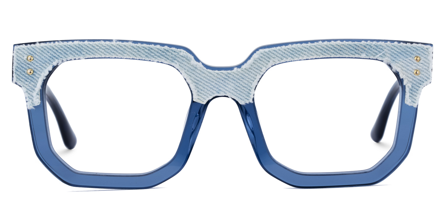 Men's Blue Glasses With Light Blue Denim Decorated0