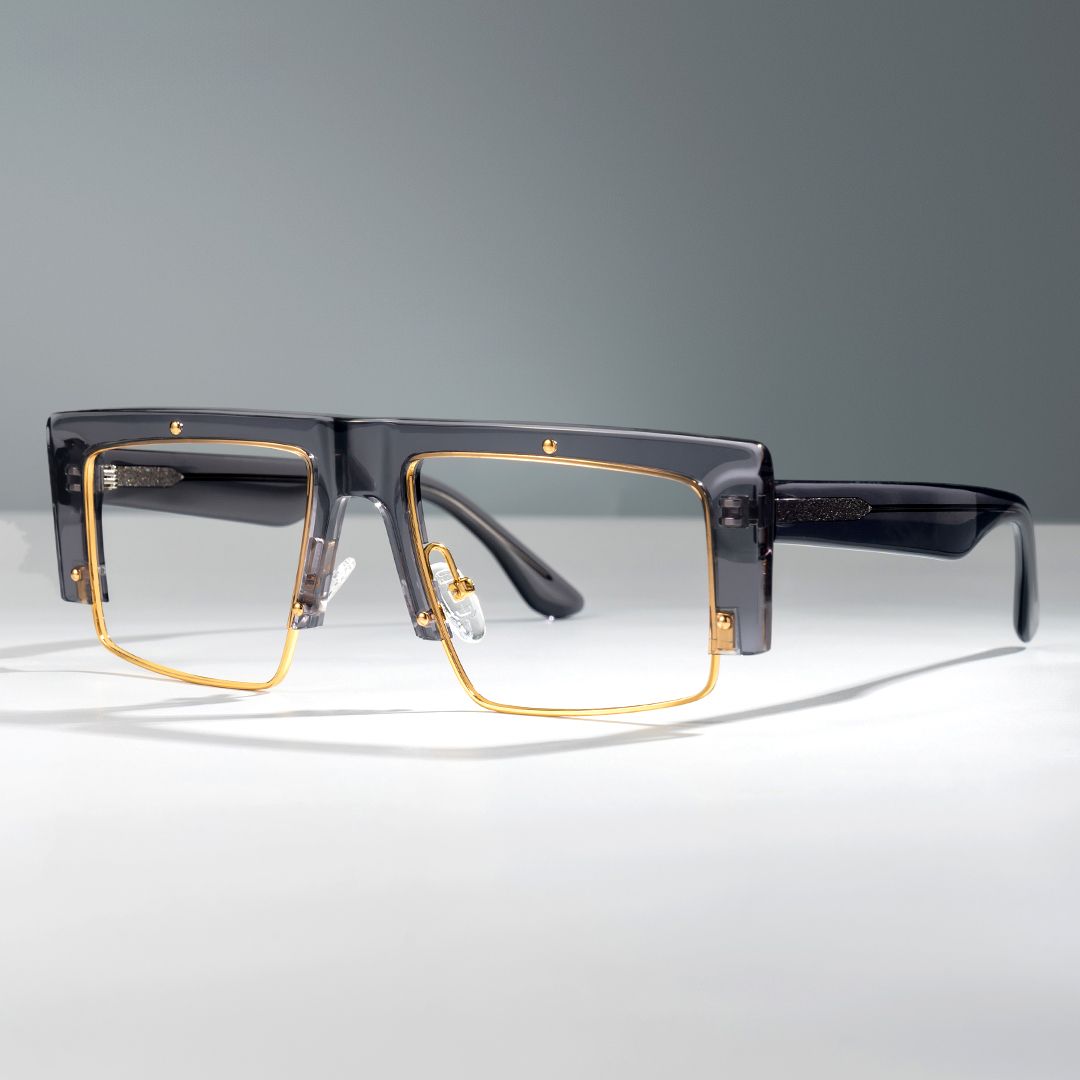 Maldonado Rectangle Grey Transparent Glasses | ZEELOOL UK0