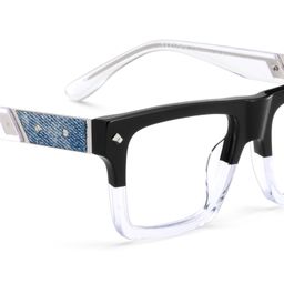 Trent Rectangle Black Clear Glasses5