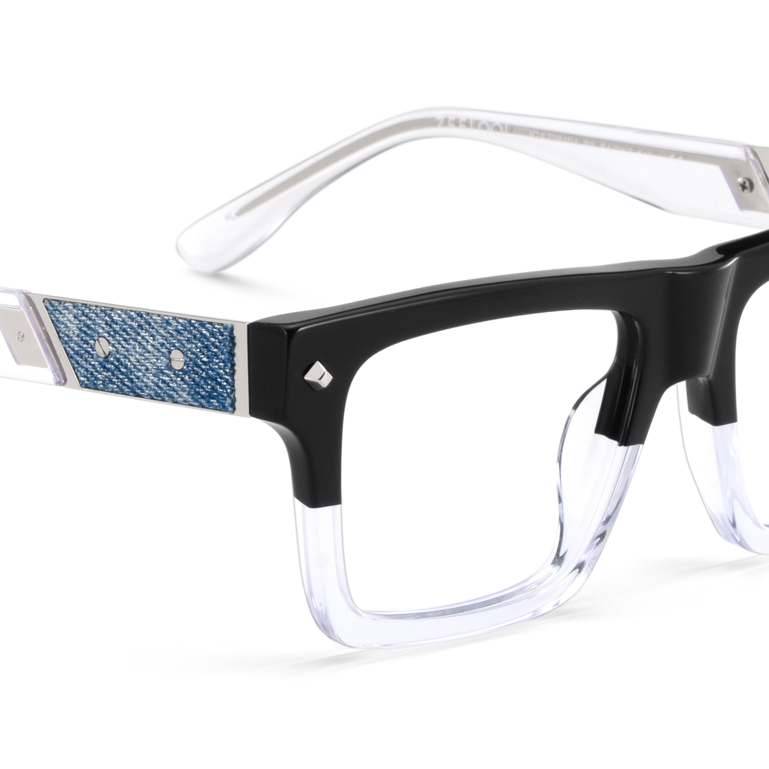Trent Eyeglasses in Rectangle Black Clear Frame | ZEELOOL UK5