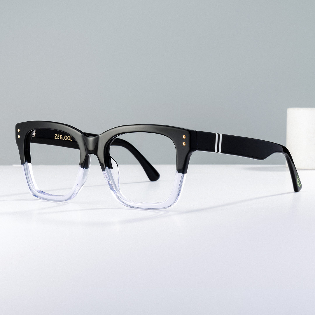 ZEELOOL Gaydeh Rectangle Black Crystal Glasses