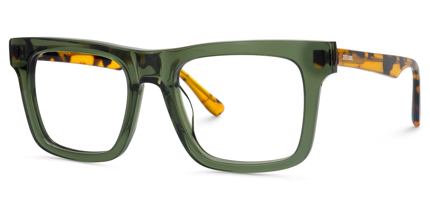 Square Green Eyeglasses Frames For Men | ZEELOOL UK3