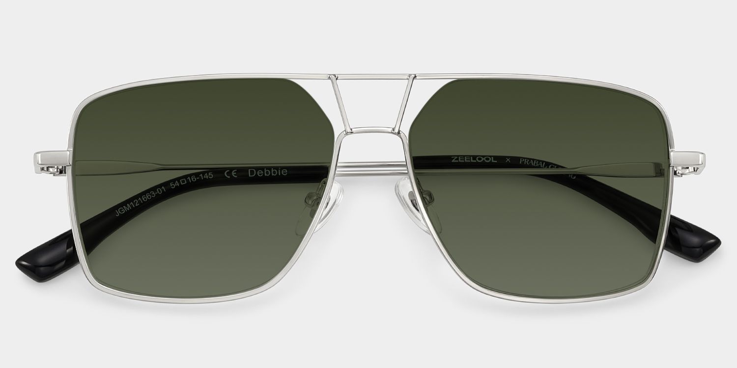 Debbie Aviator Silver Semi Rim Sunglasses | ZEELOOL UK2