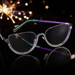 Sparkle Iridescent Cat eye Glasses0
