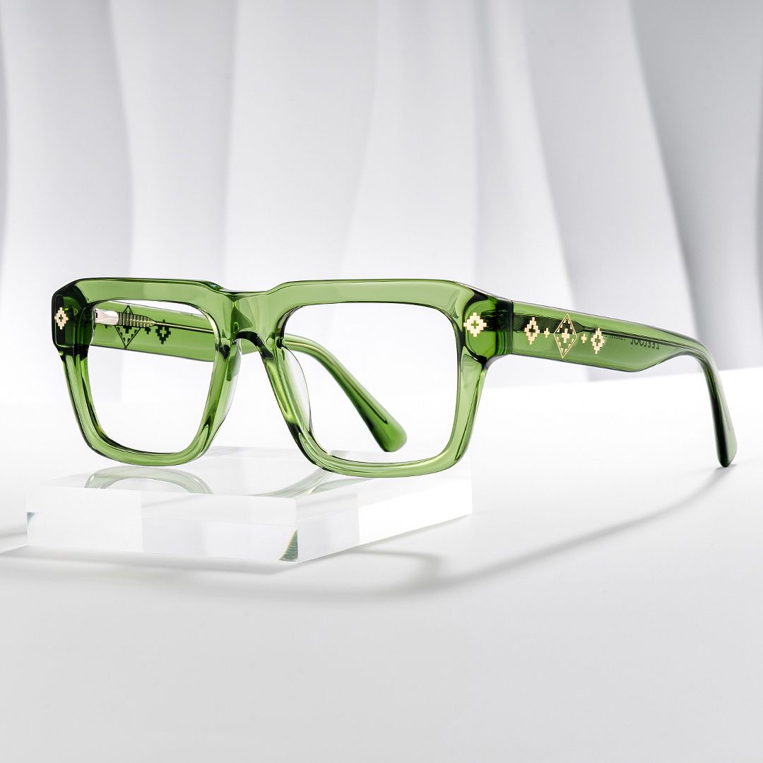 Ramdass Green Rectangle Prescription Glasses | ZEELOOL UK0