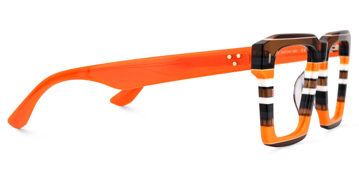 Large Square Prescription Glasses With Orange Brown Stripes4