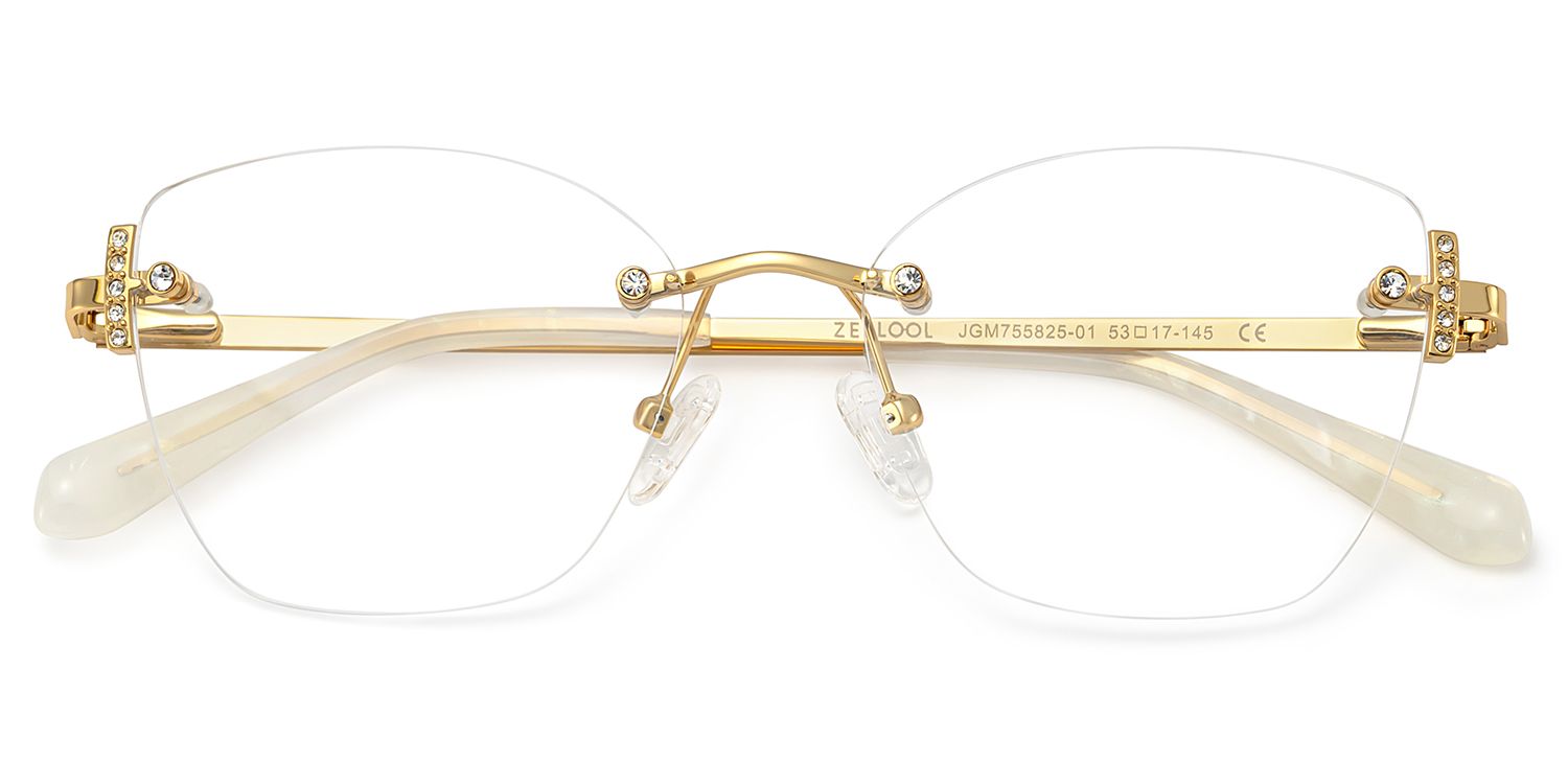 Gold Rectangle Jaxon Glasses with Rimless | ZEELOOL UK1