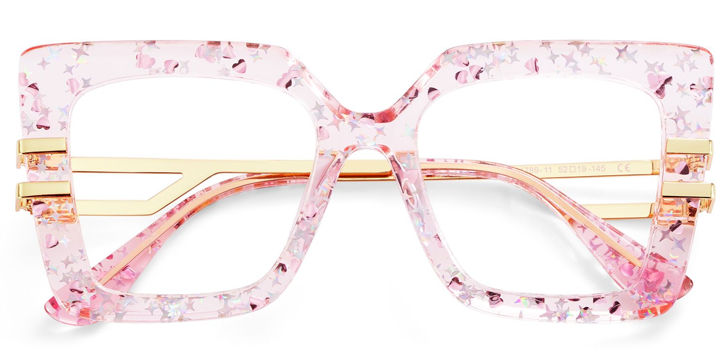Thick Square Frame Glasses With Shiny Star1