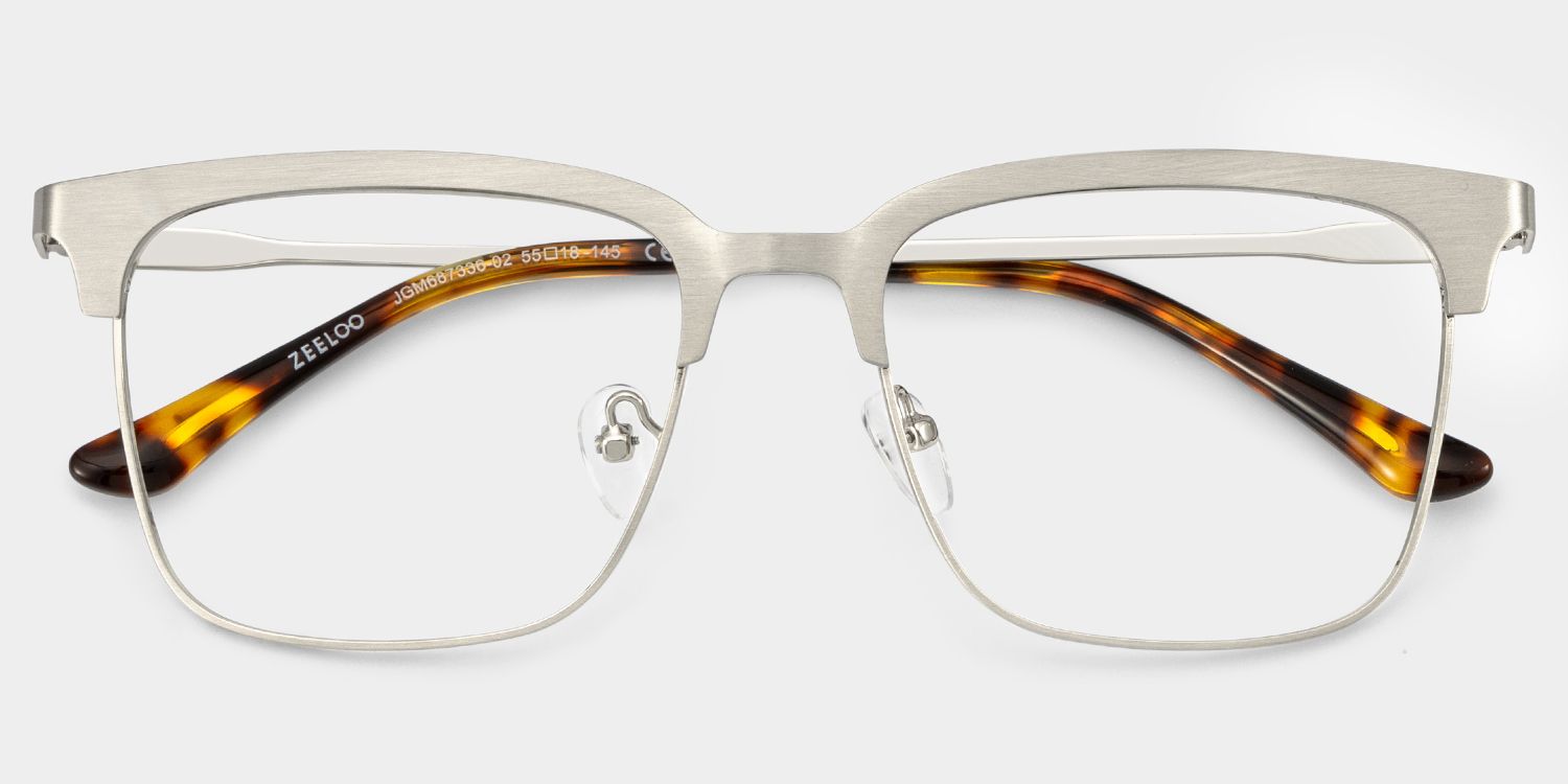 Cleo Silver Frame Glasses with Browline Frame Online | ZEELOOL UK2