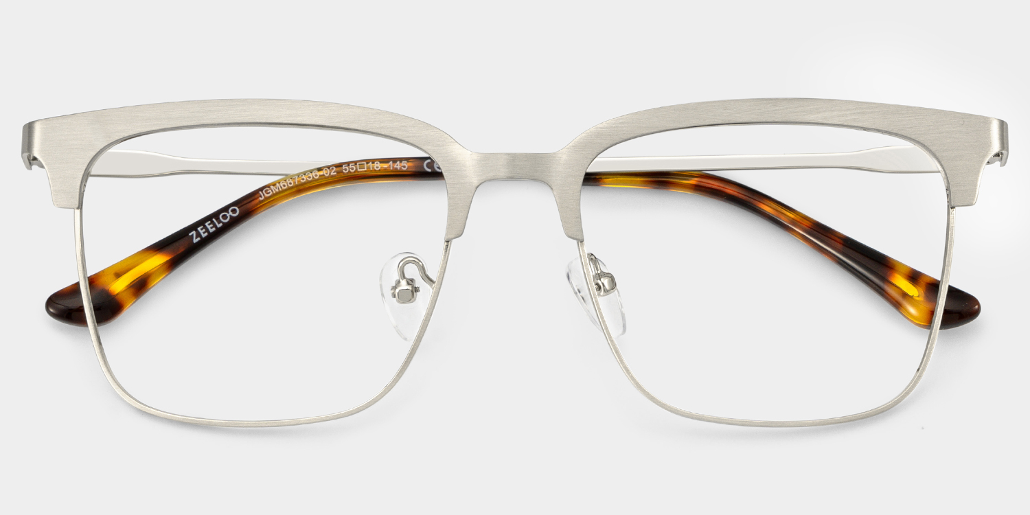 Cleo Silver Frame Glasses with Browline Frame Online | ZEELOOL UK2