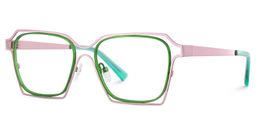 Foday Geometric Pink Green Glasses2
