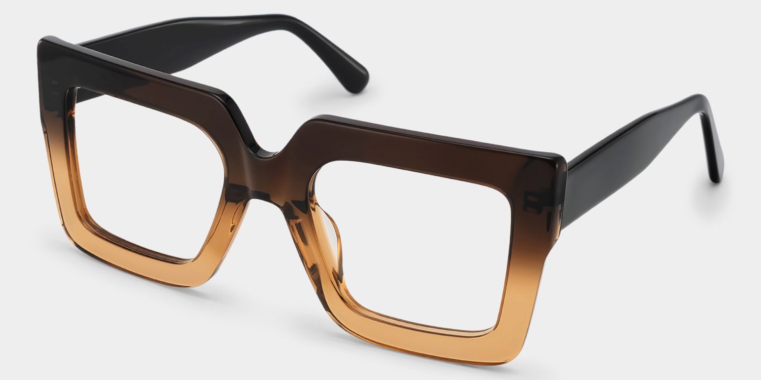 Brandon Brown Square Frame Glasses, Thick Tawny Frames