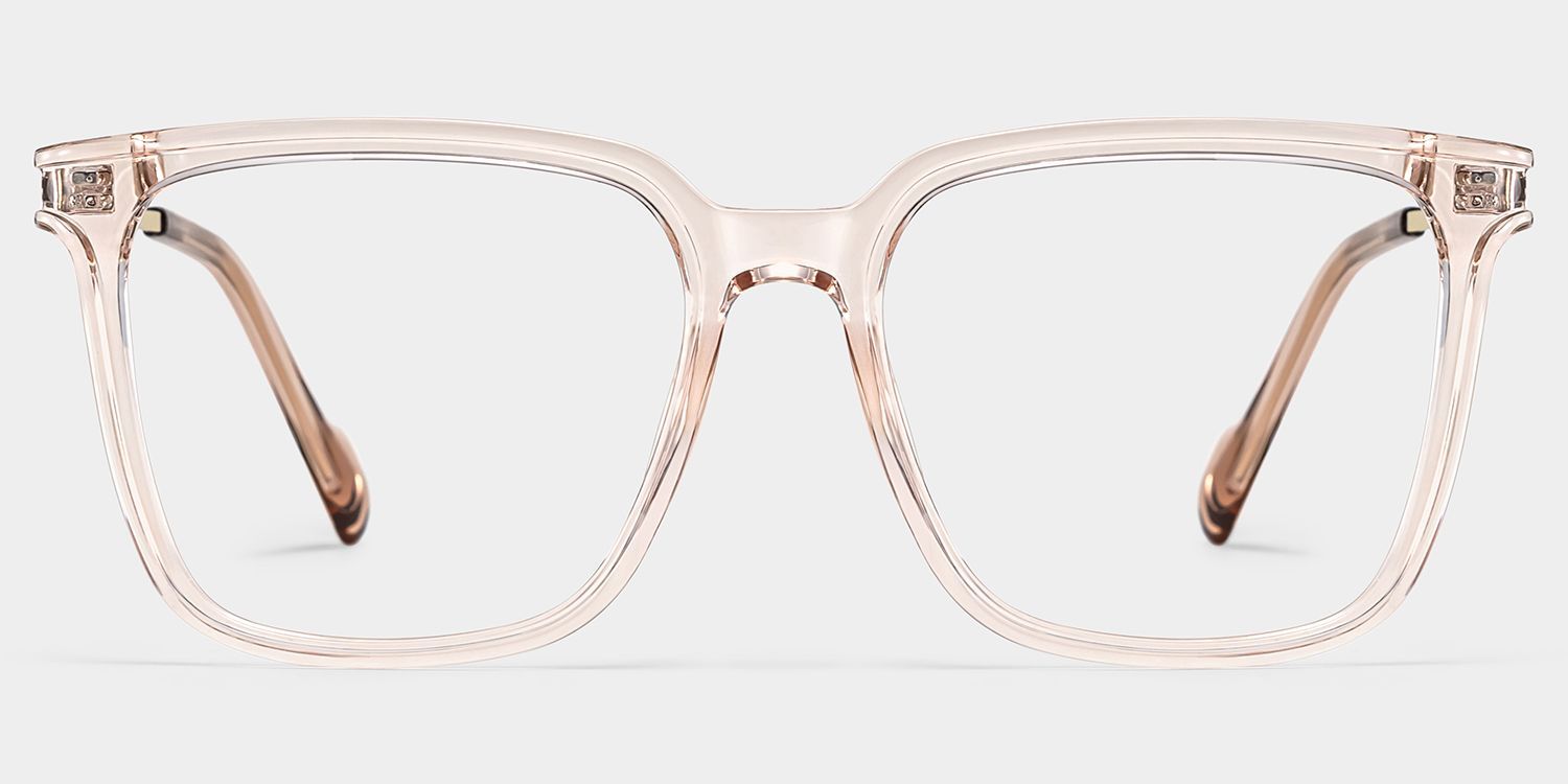 Thin Beige Frame Glasses With Square Shape1