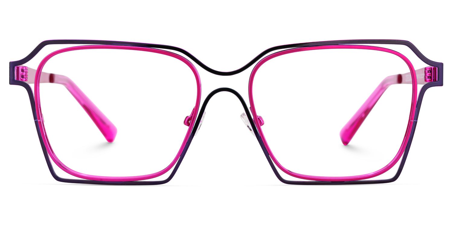Foday Purple Metal Frame Glasses With Geometric Shape1