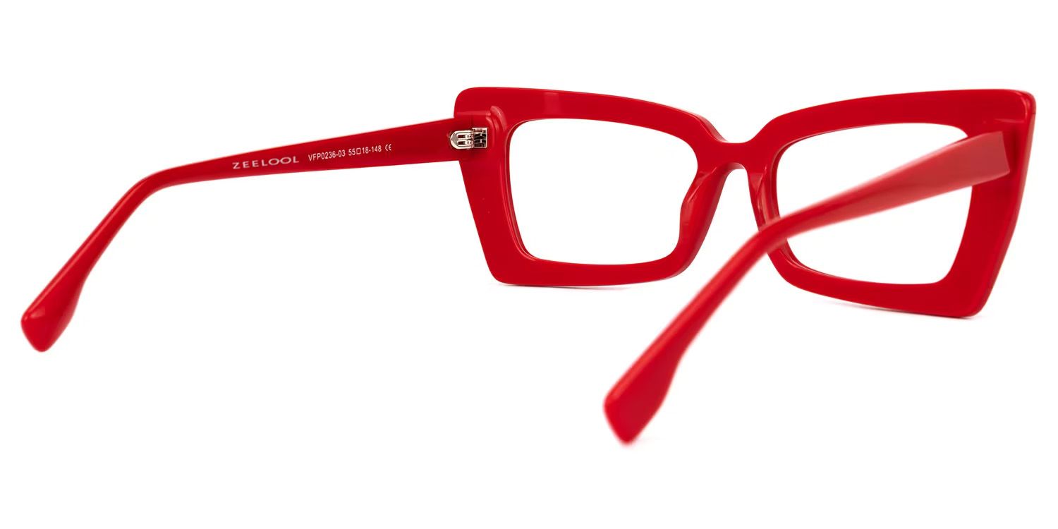 Newell Bright Red Rectangle Large Frame Glasses | ZEELOOL UK3