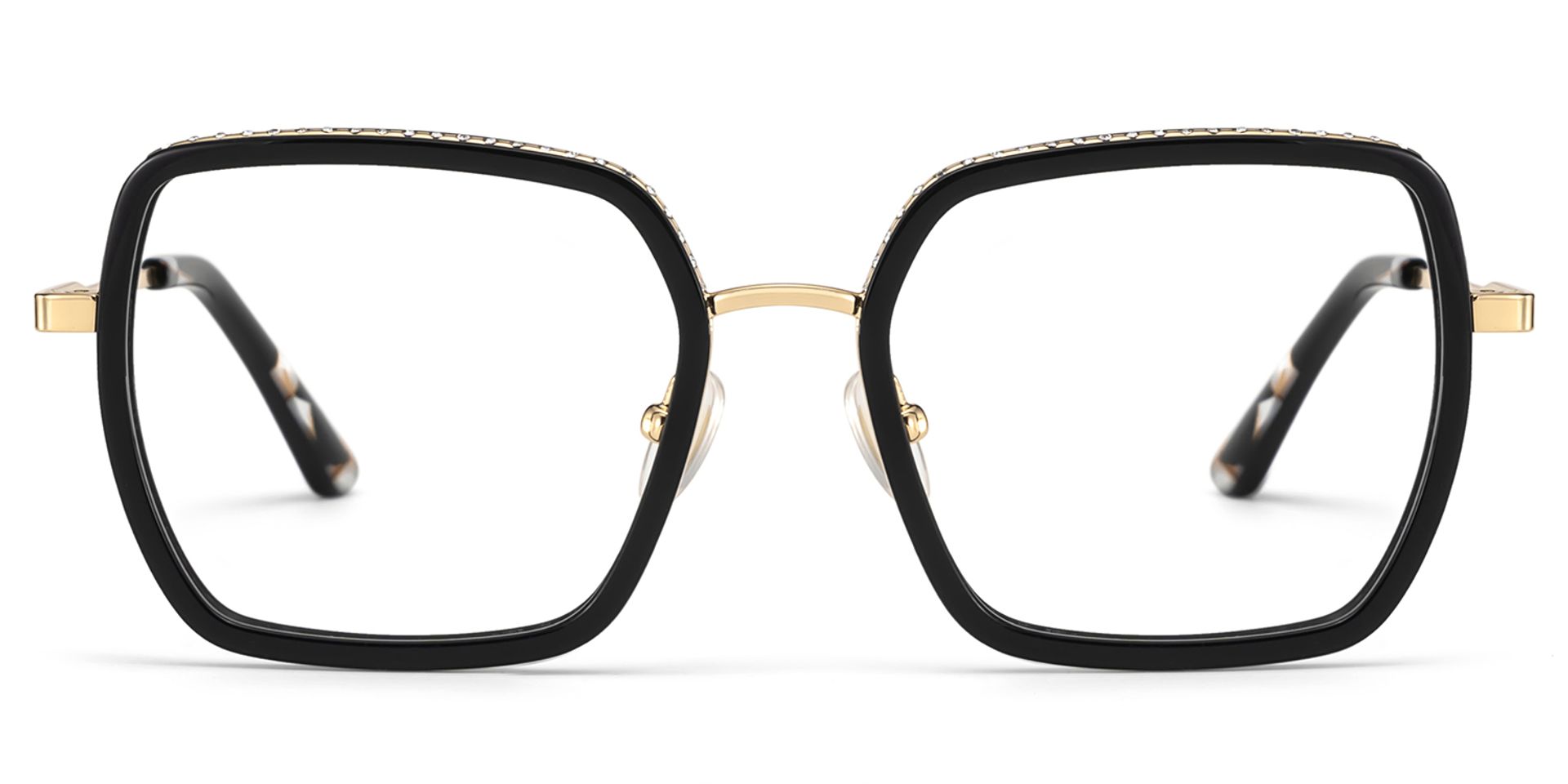 Square Black Eyeglasses- Fiona Mixed Frame Glasses0