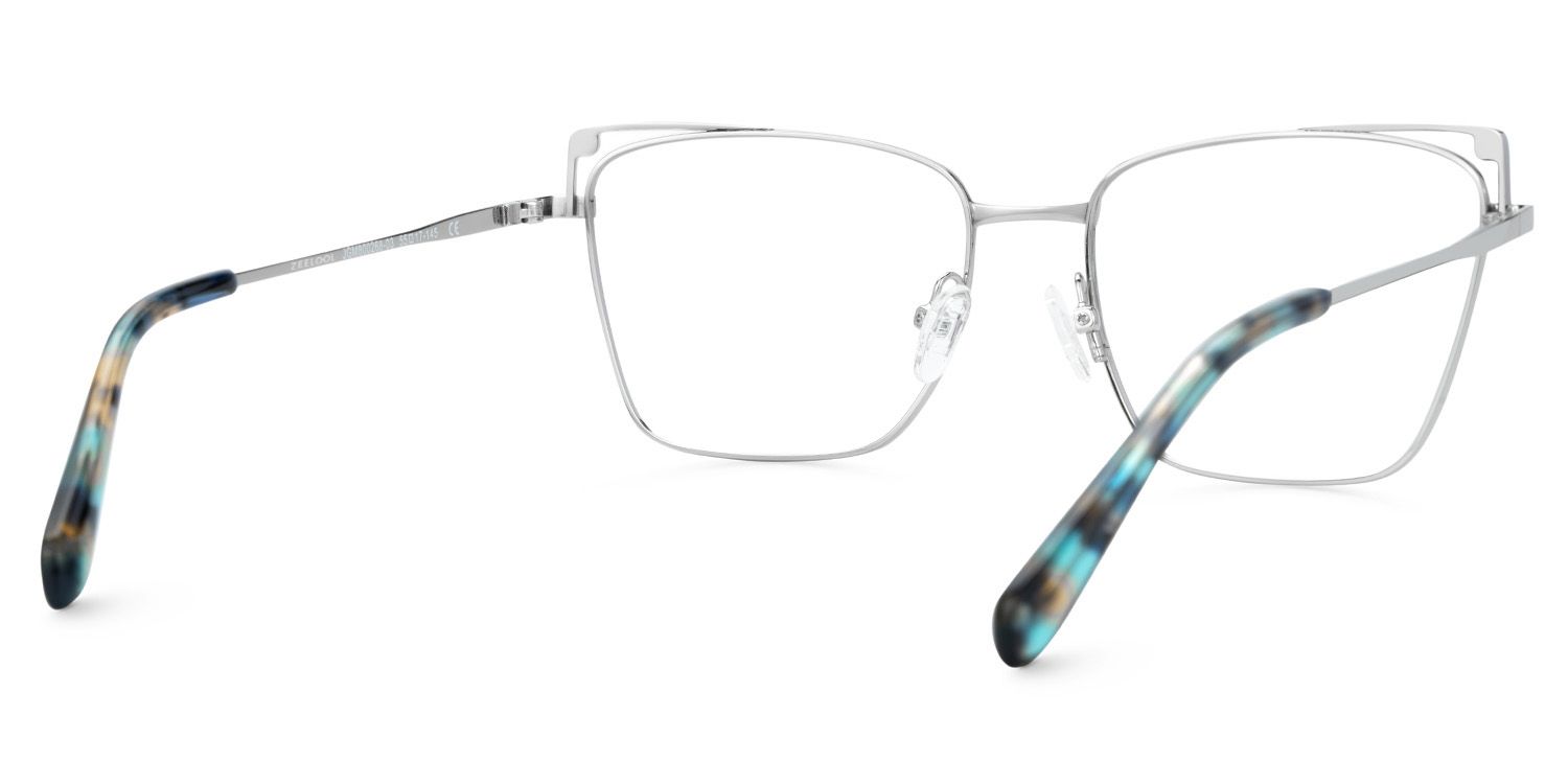 Rectangle Silver Metal Eyeglass Frames | ZEELOOL UK3