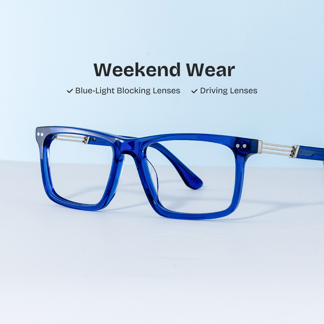 Emerson Eyeglasses in Rectangle Blue Frame | ZEELOOL UK0