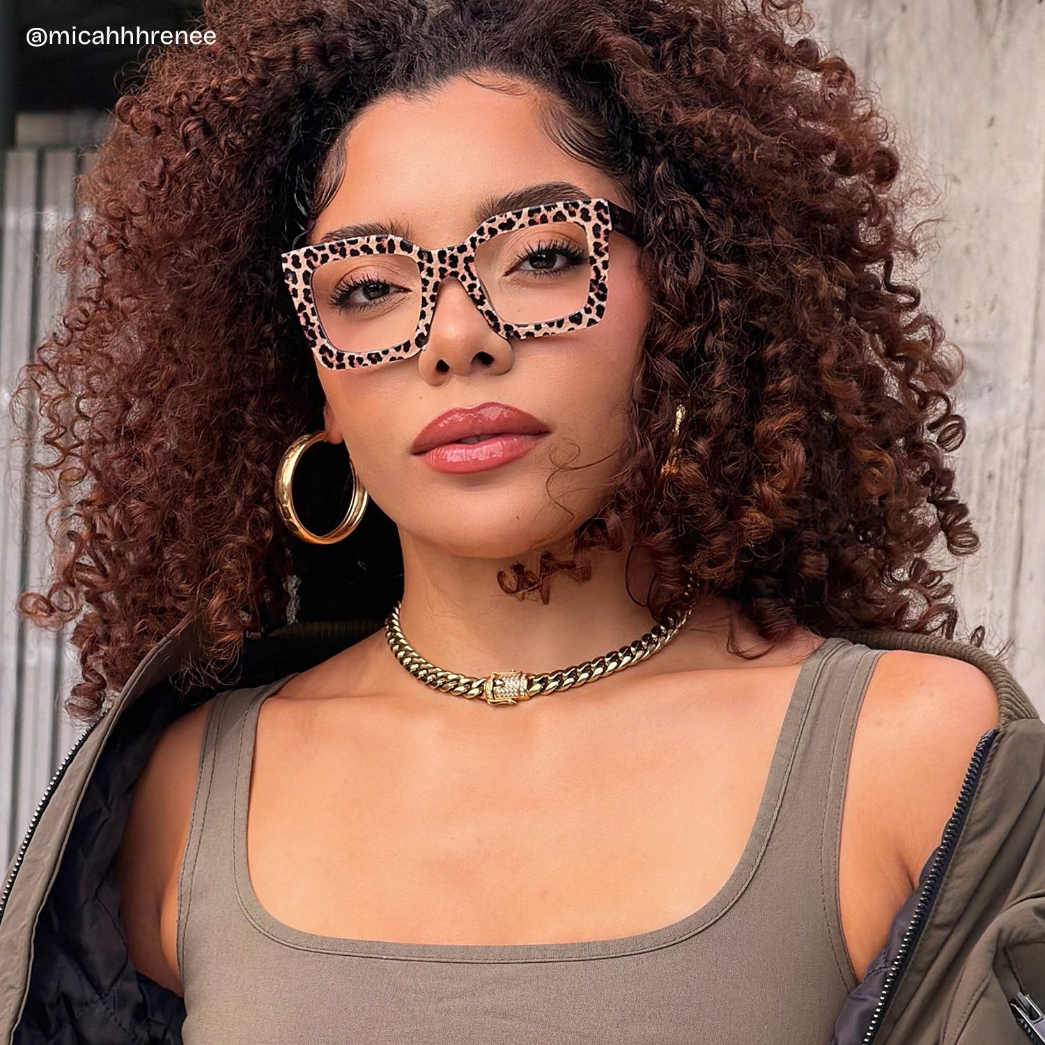 Megan Leopard print Square Acetate Frame Glasses for Women | ZEELOOL6