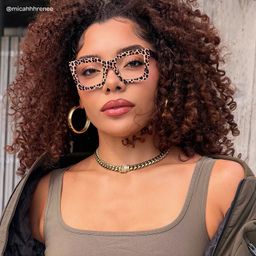Megan Leopard print Square Glasses6