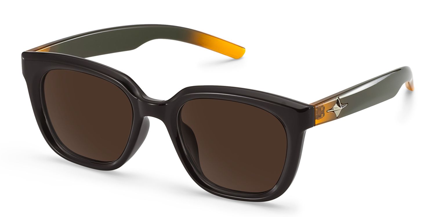 Lyric Black Yellow Rectangle Polarized Sunglasses for Driving | ZEELOOL UK2