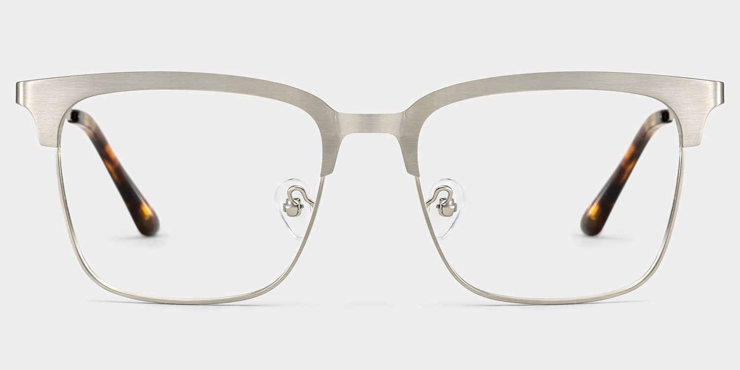 Cleo Silver Frame Glasses with Browline Frame Online | ZEELOOL UK1