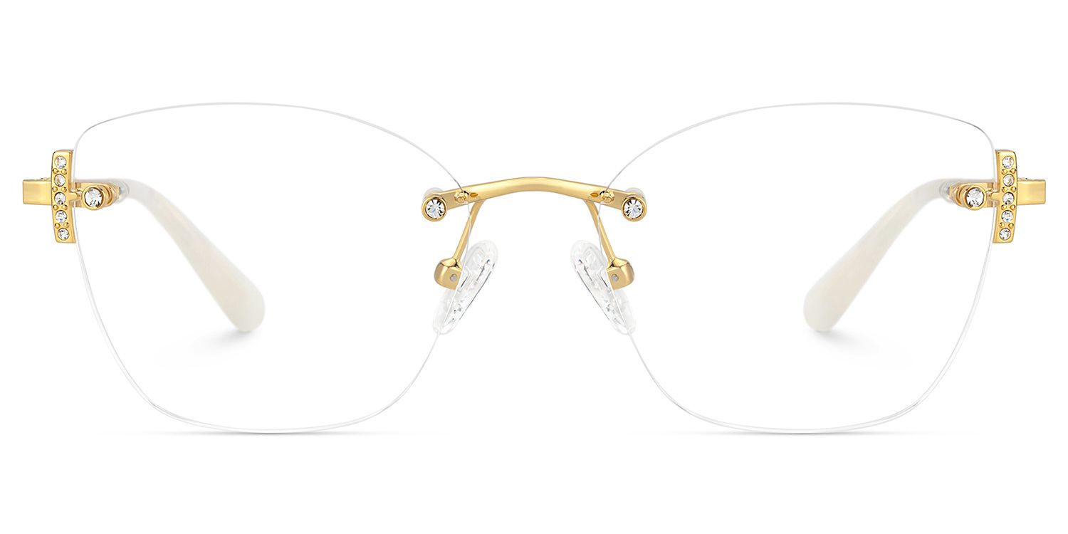 Gold Rectangle Jaxon Glasses with Rimless | ZEELOOL UK0