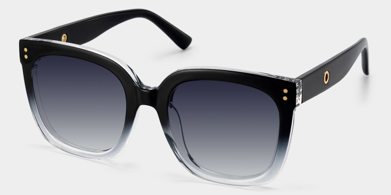 Ebony Square Black Clear Full Rim Sunglasses | ZEELOOL UK2