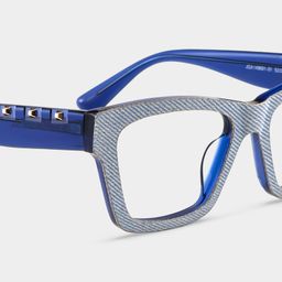 Cecilia Rectangle Blue Glasses5