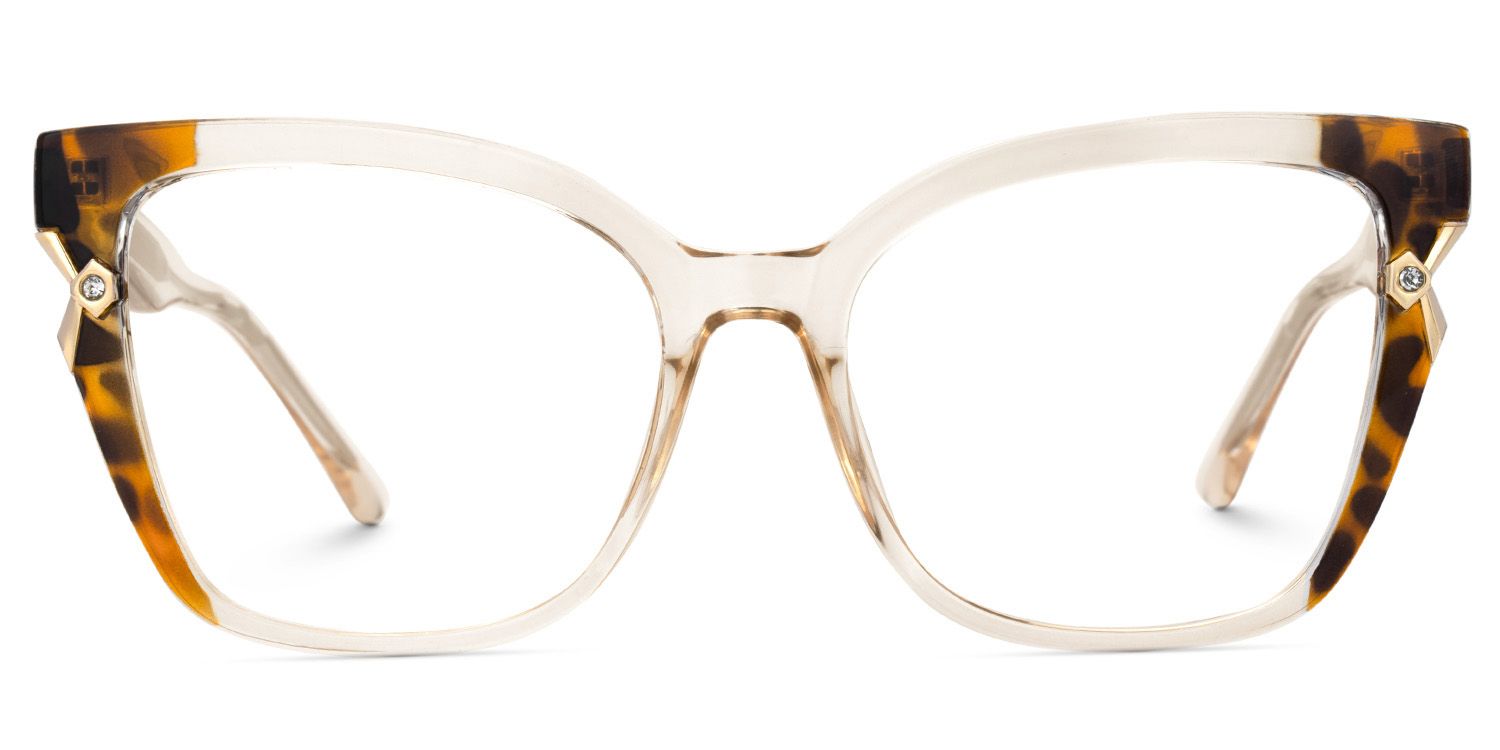 Beige Cat eye Glasses for Oval Face | ZEELOOL UK1