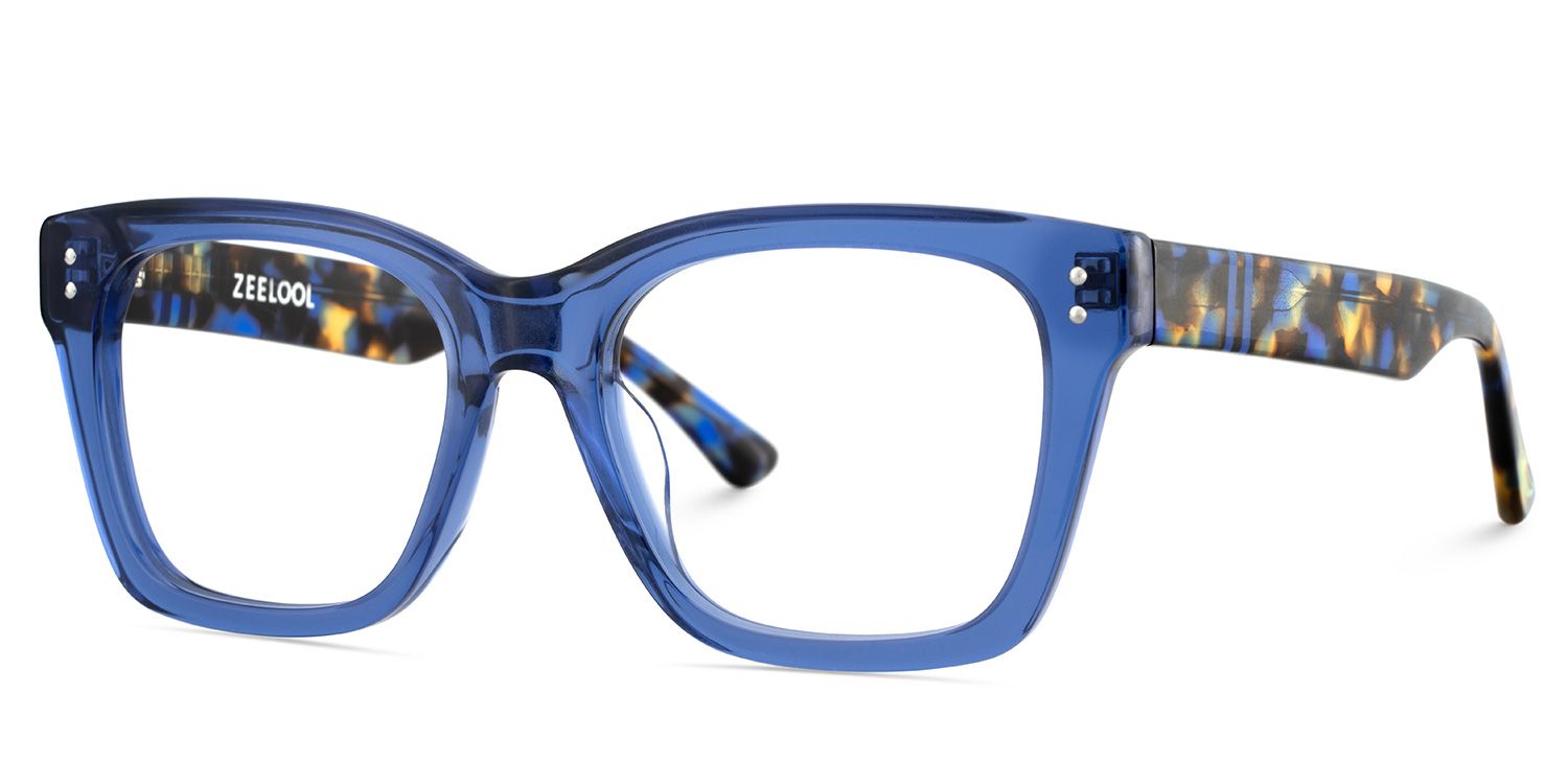 Gaydeh Transparent Blue Glasses With Rectangle Shape | ZEELOOL UK3