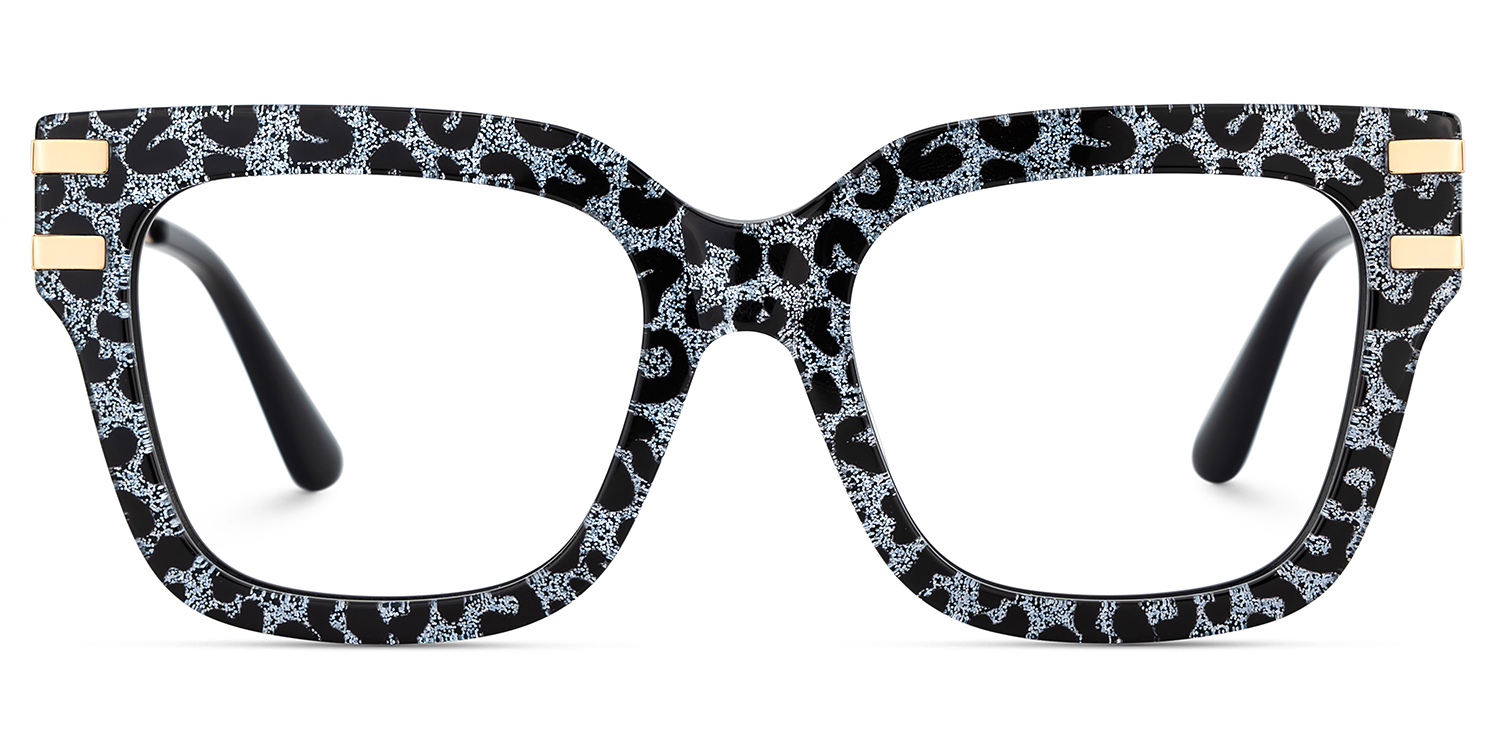 Square Cat-Eye Glasses With Gray Leopard1