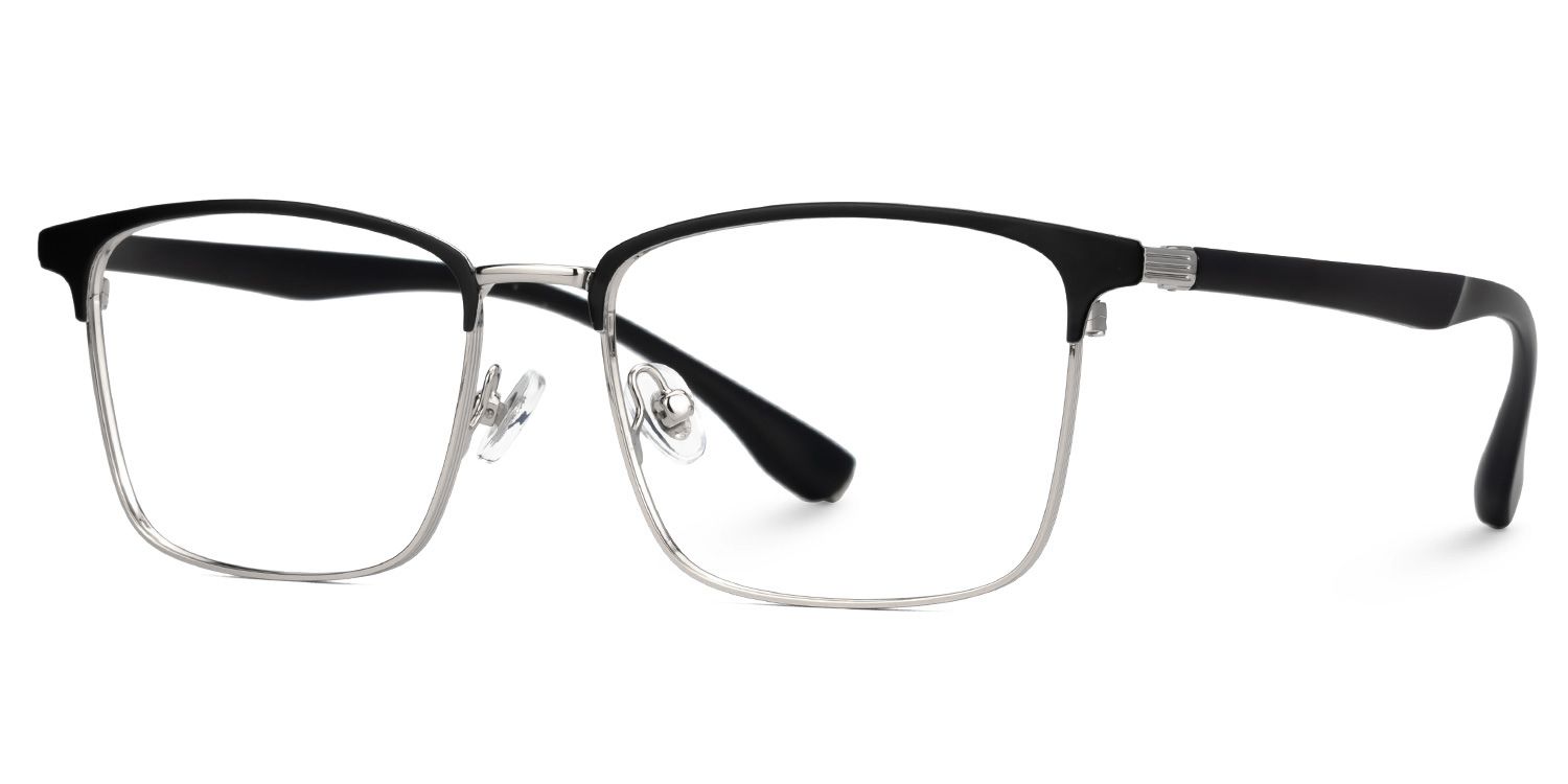 Eaddy Silver Eyeglasses with Rectangle Shape | ZEELOOL UK1
