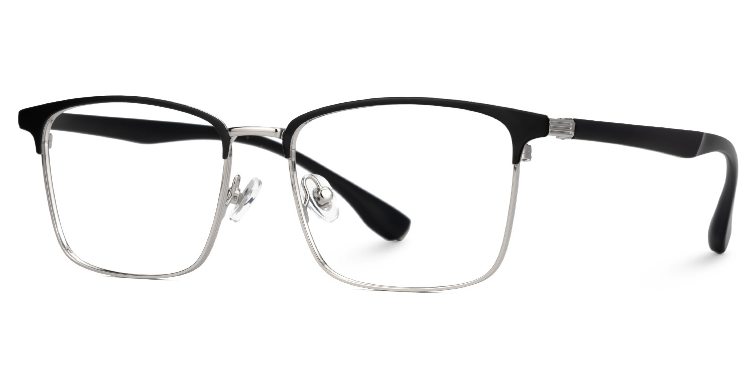 Eaddy Silver Eyeglasses with Rectangle Shape | ZEELOOL UK1
