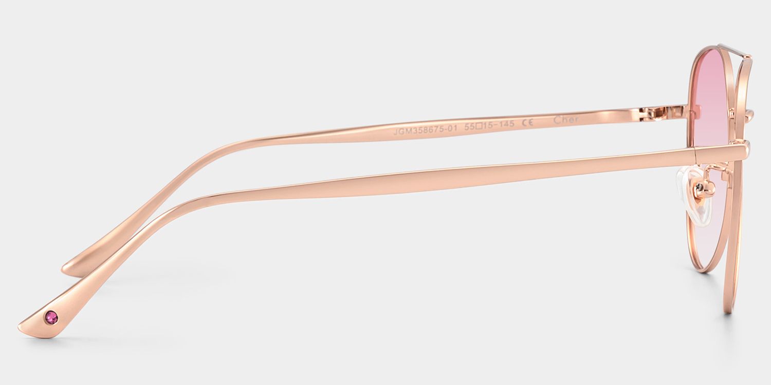 Cher Metal Rose Gold Frame Sunglasses | ZEELOOL UK4