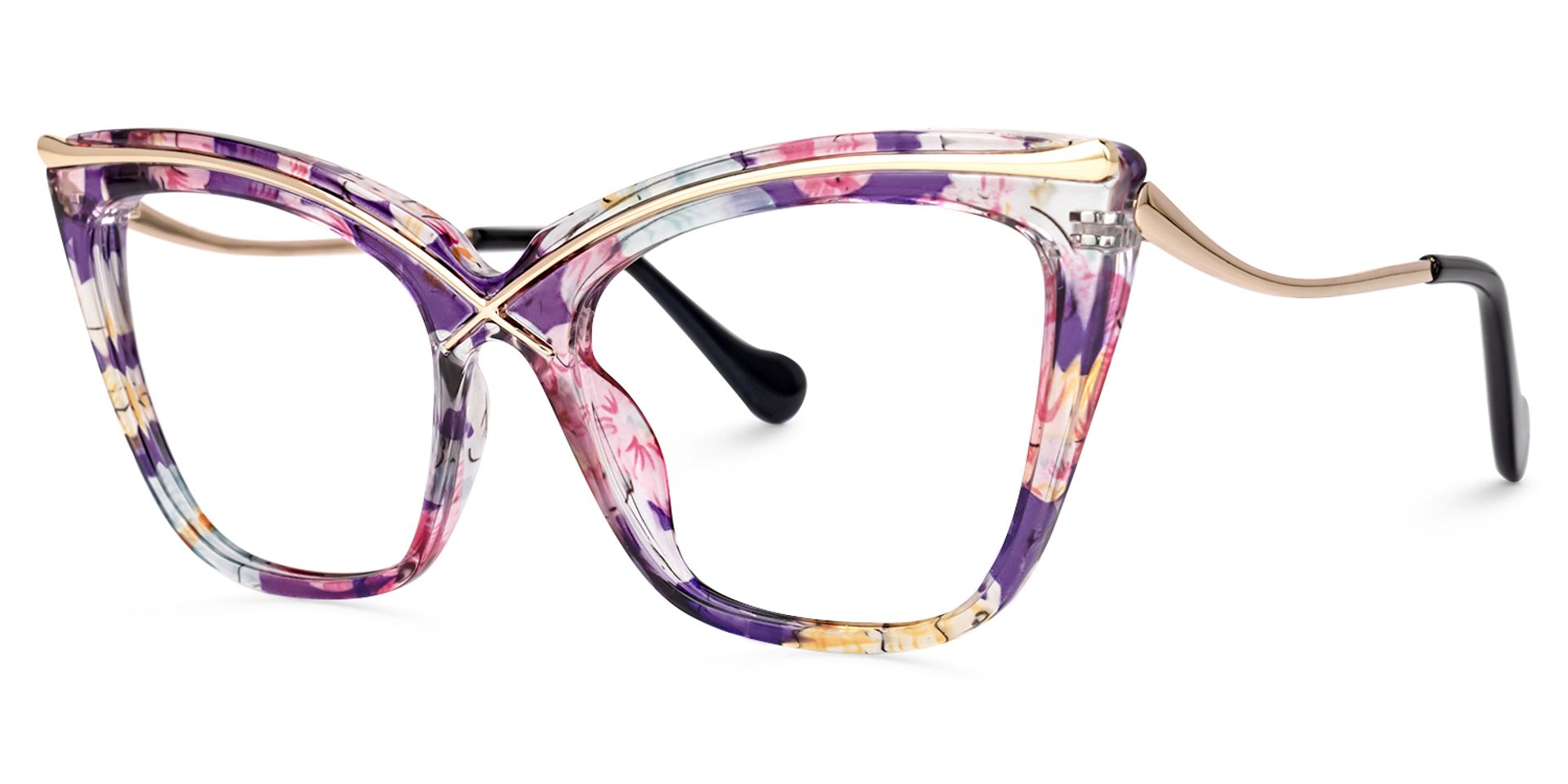 Winston Butterfly Purple-Floral Eyeglasses & Glasses Frames1