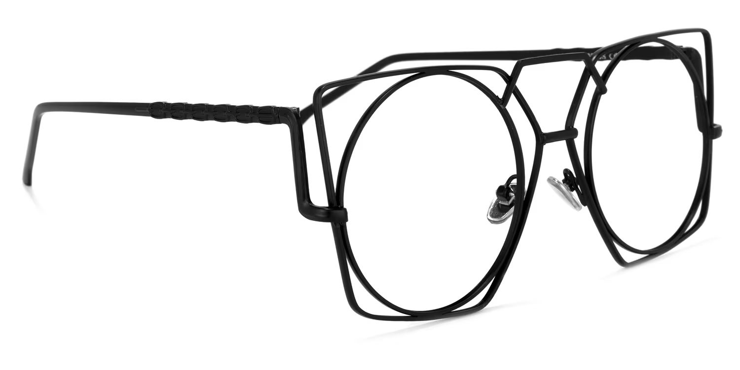 Evette Geometric Black Glasses | ZEELOOL UK2