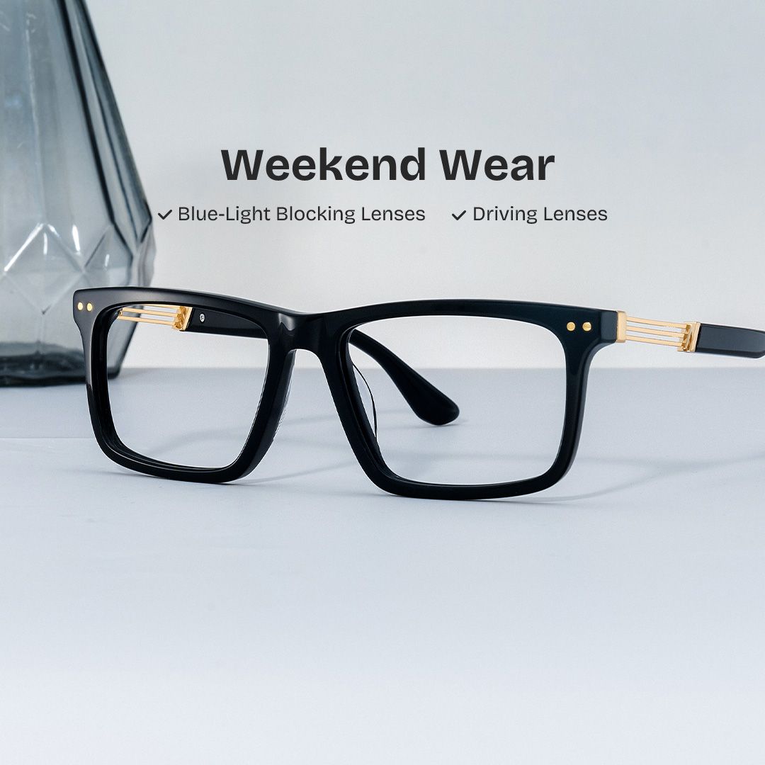 Emerson Eyeglasses in Rectangle Black Frame | ZEELOOL UK0