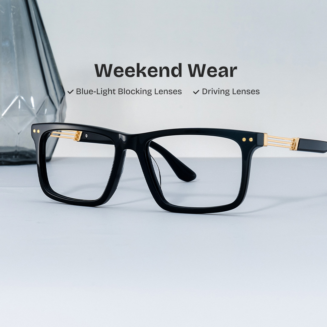 Emerson Rectangle Black Glasses0