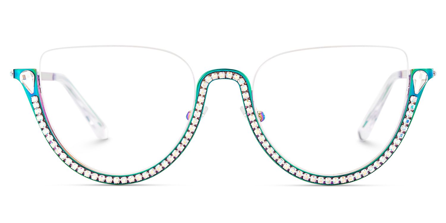 Half Frame Cat Eye Glasses With Shiny Diamonds2