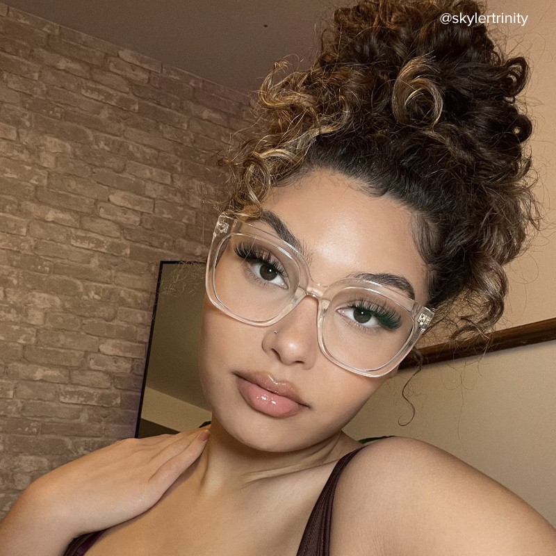 Ebony Square Crystal Clear Frame Glasses | ZEELOOL UK7