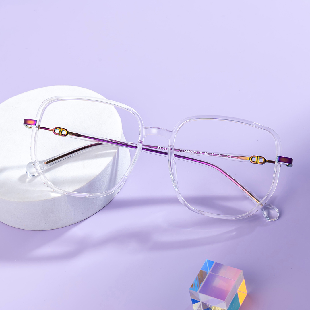 Joana Clear Glasses in Geometric Wide Frame Design | ZEELOOL UK0