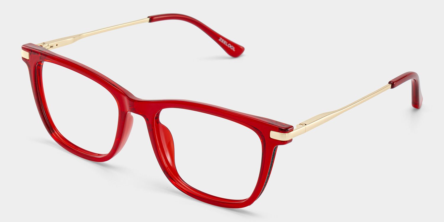 Selena Rectangle Transparent Red Glasses for Women | ZEELOOL2