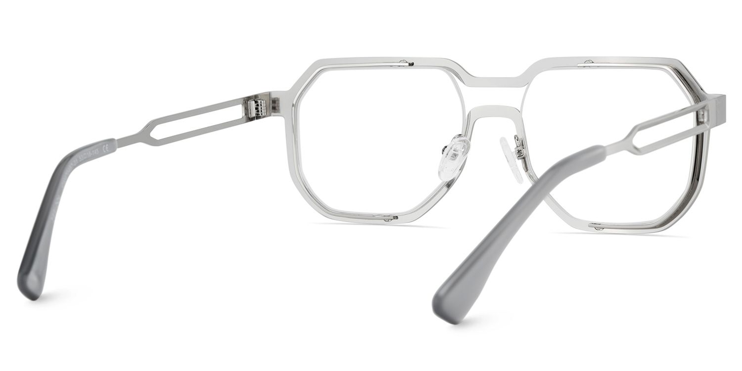 Men's Geometric Glasses in Silver Color6