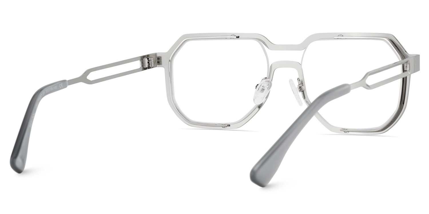 Men's Geometric Glasses in Silver Color6