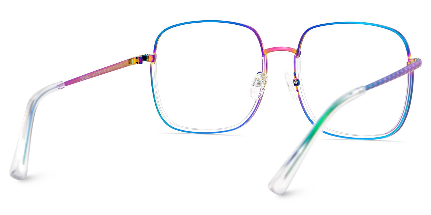 Wade Square Iridescent Color Frame Glasses for Women | ZEELOOL UK5