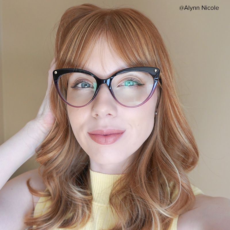 Alivia Cat Eye Purple Gradient Frame Glasses | ZEELOOL UK5