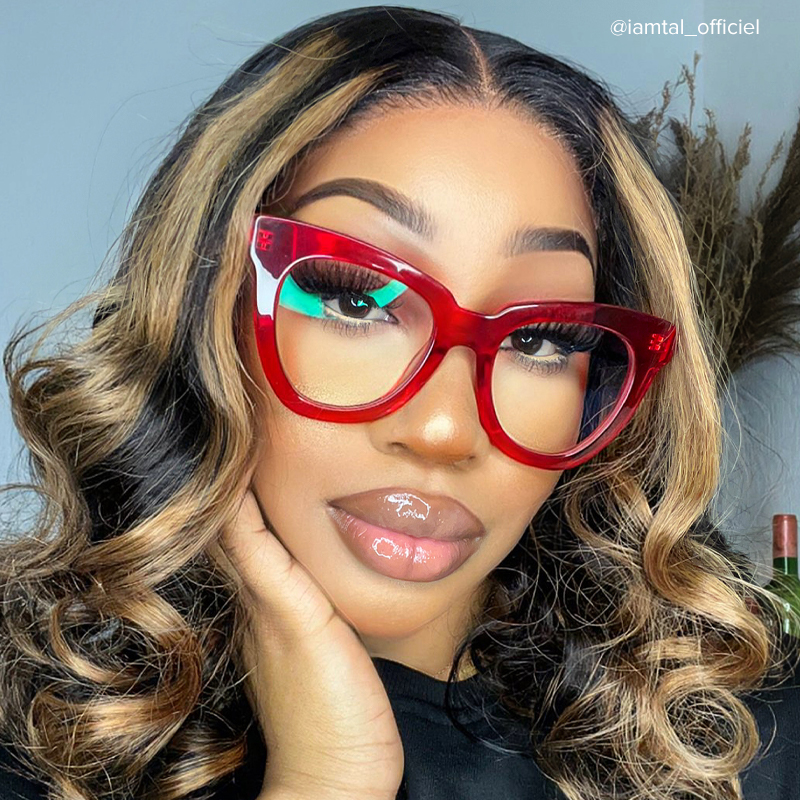 Yaser Cat-eye Red Eyeglasses and Acetate Frames8