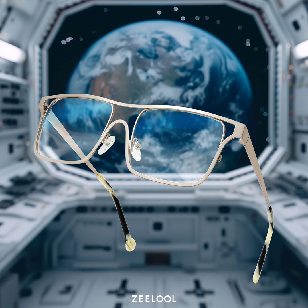 Nova Wide Matte Gold Glasses with Rectangle Frames | ZEELOOL UK4