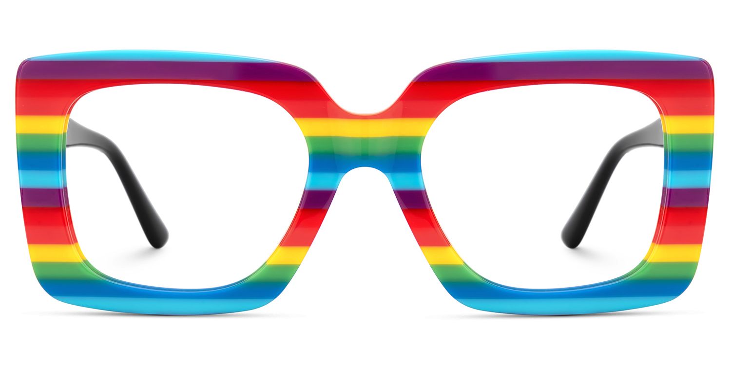 Dianna Rainbow Rectangle Thick Frame Glasses | ZEELOOL UK1